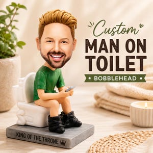 Statuetta personalizzata "Uomo sul water": regalo scherzoso e divertente con testo inciso.