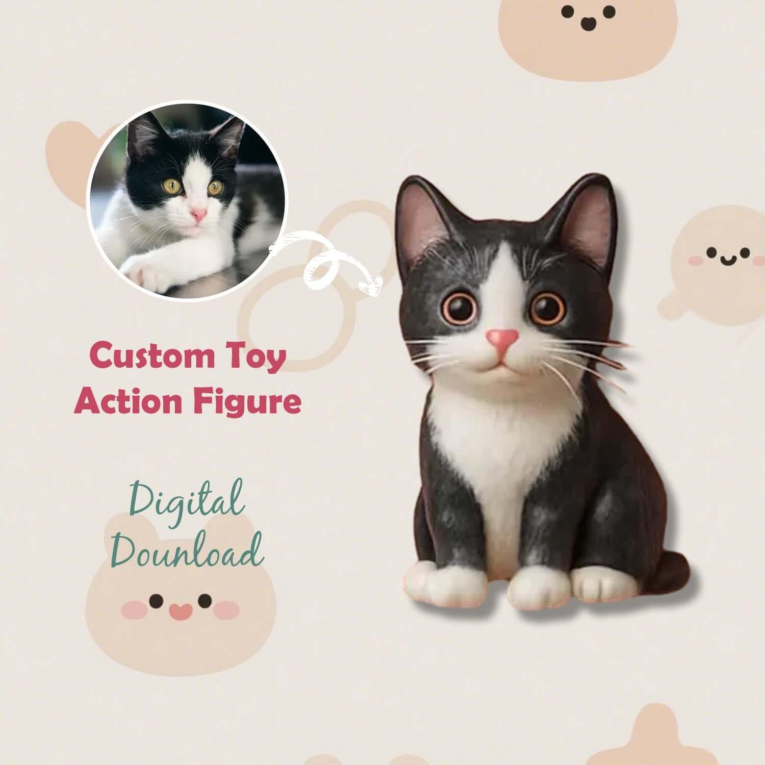 3D Haustier Mini Figur vom Foto - Personalisierte Spielzeugfigur Geschenk für Tierliebhaber, Hund Katze Andenken Skulptur Erinnerungsdekoration