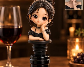 Custom Face Wine Stopper, 3D Photo Figurine, Personalized Wine Accessory