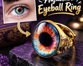 Adjustable Eyeball Ring, Gothic Eye Jewelry, Halloween Costume Ring