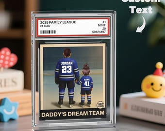 Personalisierte Hockey Dad Acryl Plaque, Benutzerdefinierte Sportkarte Display, Jersey Name Art