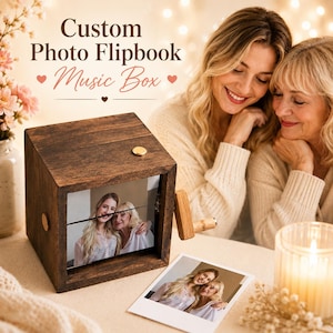 Caja para fotos personalizada con efecto flipbook, álbum con manivela y luz, visor de recuerdos de madera.