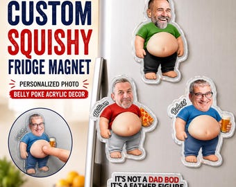 Custom Squishy Fridge Magnet, Personalized Photo Belly Poke Acrylic Decor