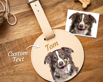 Personalisierter Haustier-Porträt-Gepäckanhänger mit individuellem Namen, Einzigartiges Reisegeschenk für Tierliebhaber, Benutzerdefinierter Haustieranhänger für Taschen & Koffer