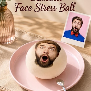 Custom Face Stress Ball, Personalized Photo Squishy Bun, Funny Desk Fidget Toy