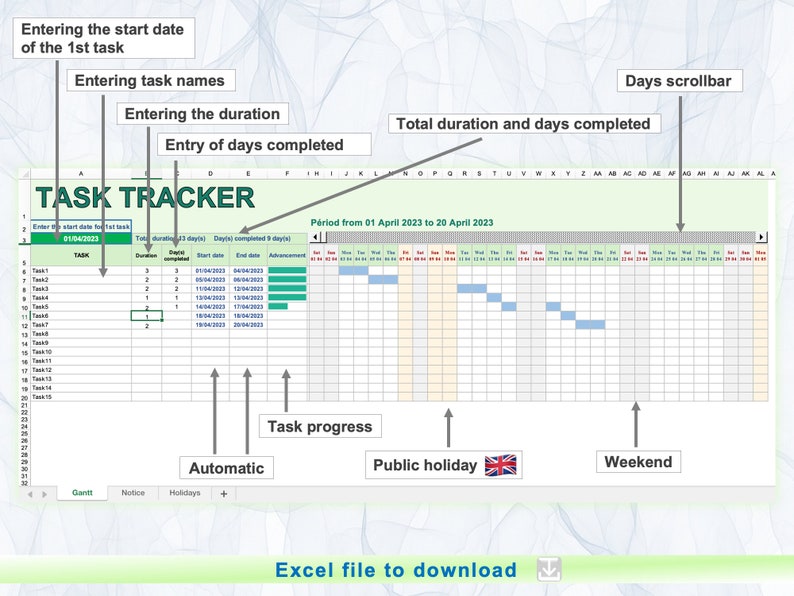 Task tracker Gantt / Task tracker / Gantt chart / Gantt chart template / Task tracking / Task tracker template / Task tracking template image 2