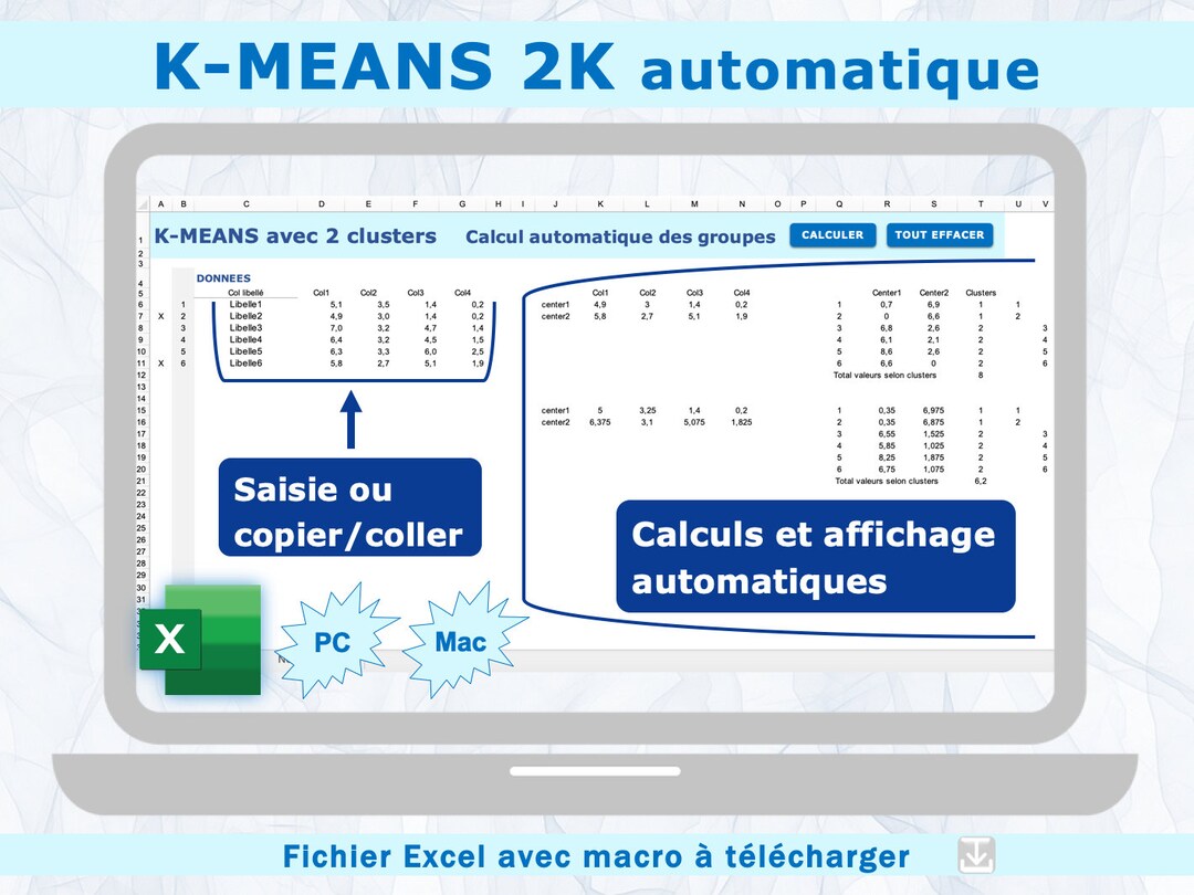 Kmeans With 2 Clusters Automatic Calculation / Kmeans 2K Automatic