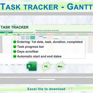 Task tracker Gantt / Task tracker / Gantt chart / Gantt chart template / Task tracking / Task tracker template / Task tracking template image 1