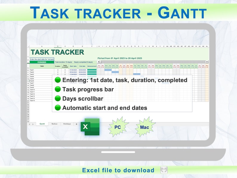 Task tracker Gantt / Task tracker / Gantt chart / Gantt chart template / Task tracking / Task tracker template / Task tracking template image 1