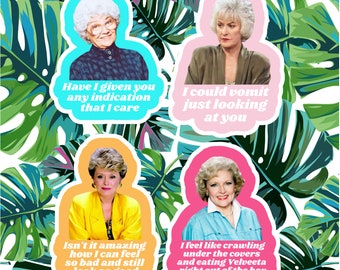 Golden Girls Sticker or Magnet Set! 4 Designs Sophia, Dorothy, Rose, and Blanche Golden Girls Picture Sticker or magnet -Makes a Great Gift!