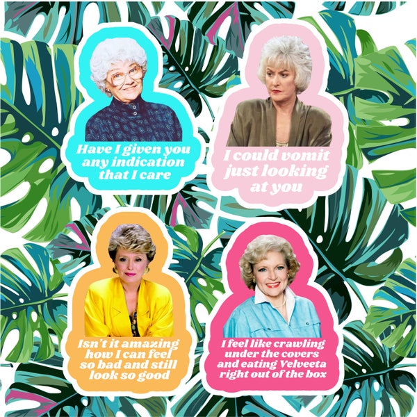 Golden Girls Sticker or Magnet Set! 4 Designs Sophia, Dorothy, Rose, and Blanche Golden Girls Picture Sticker or magnet -Makes a Great Gift!