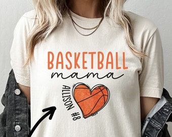 Basketball Mom T-Shirt Personalized With Kid's Name and Number, Custom Basketball Mama Shirt With Player Name, Basketball Mom Game Day Tee