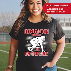 Personalized Football Lineman T-Shirt with Player Name and Number on Back, Customizable Football Lineman Mom or Dad Shirt, O-Line Football