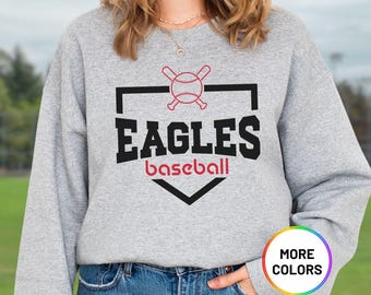 Two-Sided Custom Baseball Team Sweatshirt, Baseball Mascot Shirt Personalized With Name and Number on Back, Baseball Mama Game Day Sweater
