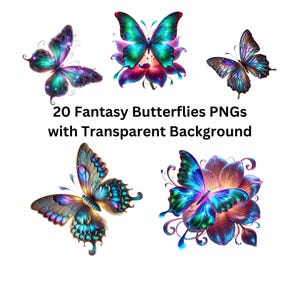 Fantasie Schmetterling Clipart, bunter Schmetterling Digital Download, Floral PNG, transparenter Hintergrund, hohe Qualität, sofort Download