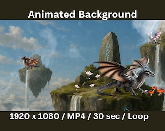 Animated Dragon Waterfall Virtual Background: Fantasy Zoom, OBS, YouTube (Digital Download)