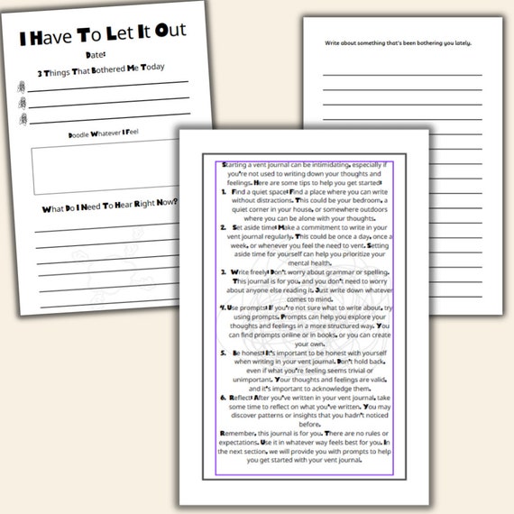 Journal Pages for Teens to Vent, Printable Journal, Teen Journaling,  Venting for Teens, Self-Help Journal for Teens, Teen Self-Help