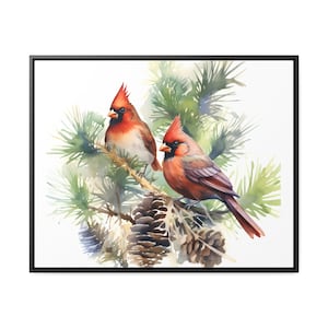 Cardinal Watercolor Art, Framed Canvas Art Print, Watercolor Art Print, Art Deco, Boho, Cardinal Water painting, Art Print, Modern
