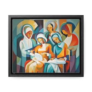 Sisters Framed Canvas Art Print | Colorful Sisterhood Art | Oil Painting Print | Wall Decor | Home Decor