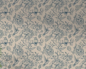 Hummingbird Floral Wallpaper: Chinoiserie Peel and Stick