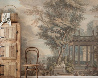 Ancient Greece Scenic Wallpaper: Oil Painting Peel and Stick Wall Mural