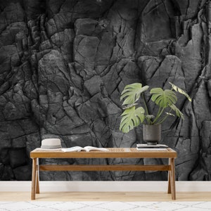 Stone Looking Background Mural, Rock Texture 3D Digital Print Wallpaper, Peel and Stick Wallpaper, Dark Wallpaper, Luxury Wallpaper