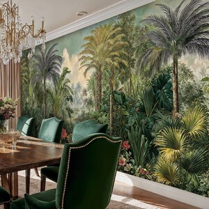 Tropical Jungle Wallpaper Mural: Lush Rainforest Peel and Stick