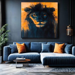 Lion Wall Art, Lion Art Canvas Wall Art Woonkamer Decor, Wild Animal Art, Animal Portrait Canvas Print, Extra Large Wall Art