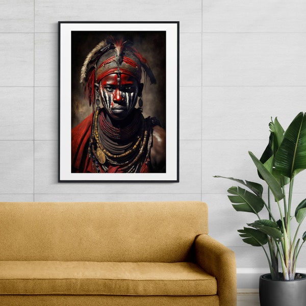 Maasai Warrior the protector beautiful art - Digital Download, Printable Wall Art, Wall Decor, Home Decor, Print Wall Art Poster.