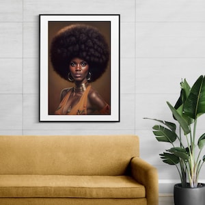 Afro Woman - Digitale download, afdrukbare muurkunst, meisje met afrohaar, wanddecoratie, print Wall Art Poster.