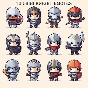 12 Chibi Knight Emotes for Discord, Twitch and More!