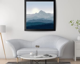 Impresión artística de cordilleras: decoración de pared con paisajes de montaña, hecha a mano, descarga digital