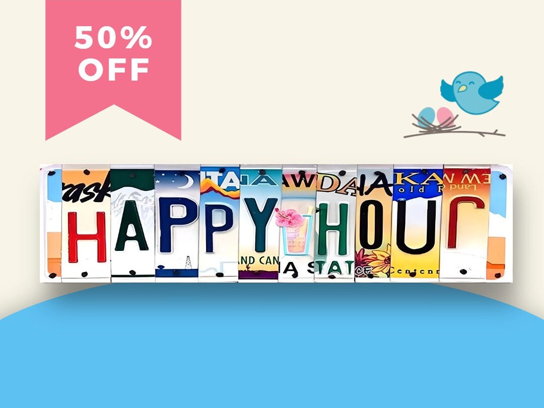 Metal Wall Decor Sign 'happy Hour' Unique Home Etsy