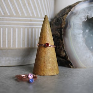 Red CZ Copper Ring - Rustic - Red Ray - Healing - Pure Copper