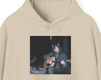 Sudadera con capucha y guitarra de Aragorn, sudadera con capucha de El Señor de los Anillos, sudadera con capucha de la Tierra Media, sudadera con capucha de Fanart, ropa de El Señor de los Anillos