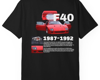 Camiseta vintage Ferrari F40 Comfort Colors teñida en prenda, camiseta deportiva, regalo para amantes de los coches clásicos, camiseta para entusiastas de los coches, ropa de carreras