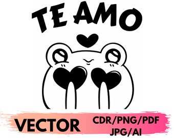 Vector Spanish Valentine's Day Frog SVG