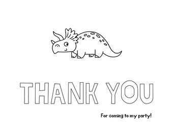 Printable Dinosaur Thank You Card for Kids, Coloring Card, DIY Print ...