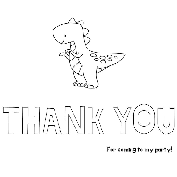 Downloadable Dinosaur Thank You Cards - Etsy