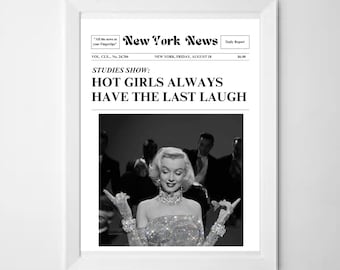 Trendige Zeitung Druck, Vintage Wandkunst, New York Times News, adrette Dekor, Wohnheim Dekor, Bar Cart Wandkunst