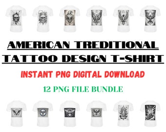 Amerikanisches traditionelles Tattoo Shirt, amerikanisches traditionelles Tattoo Shirt, Tattoo Design T-shirt, sofortiger digitaler PNG Datei Download, Tattoo Stempel
