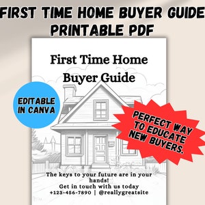 Manual para compradores de vivienda por primera vez, educación y guía para nuevos compradores, descarga instantánea en PDF y plantilla Canva, enseña a compradores de vivienda jóvenes.