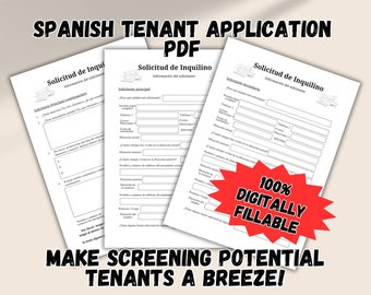 Spanish Tenant Application, español Landlord Form, Printable and Fillable PDF, Property Management Tenant Screening, Includes Canva Template