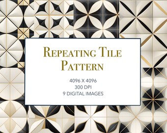 White Tile Digital Art Paper | 9 Seamless Prints, Home Design, Interior Design, Wallpaper Background, Scrapbook, Commercial Use