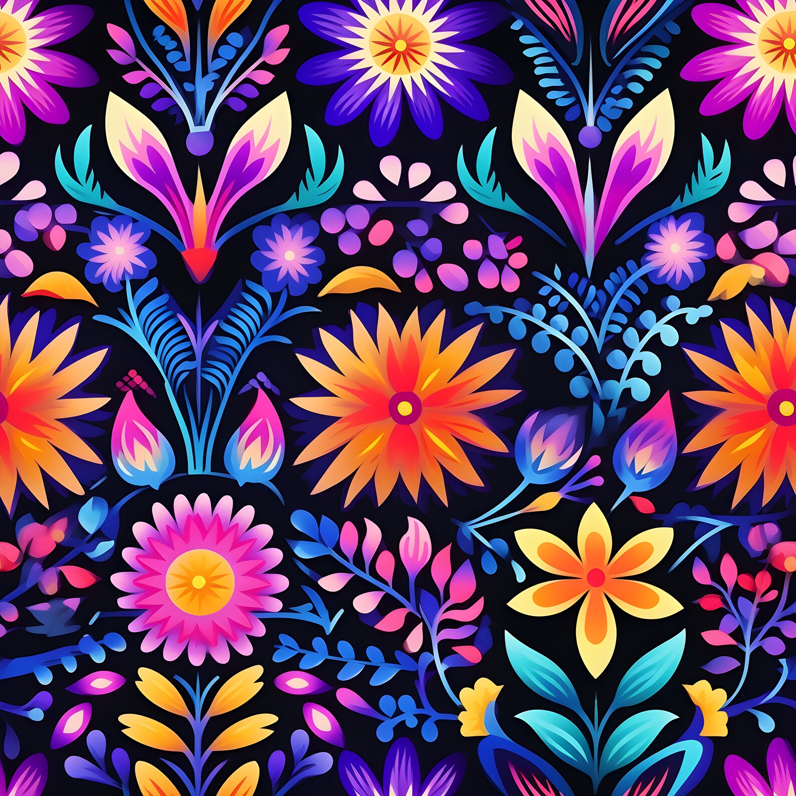 Mexican Embroidery Art Digital Paper | 24 Seamless Prints, Folk Art ...