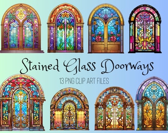 Stained Glass Doorways PNG Bundle - 13 Images Easy Silhouette