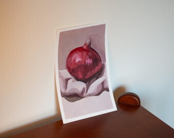 Origineel schilderij ui en doek - Stilleven - muurkunst keuken