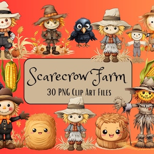 Scarecrow Farm Clipart PNG Bundle - 30 Images Easy Silhouette