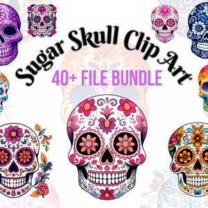 Mexican Sugar Skull PNG Bundle, Sugar Skull Sublimation Designs, Day of the Dead Clip Art, Dia de los Muertos Instant Digital Download