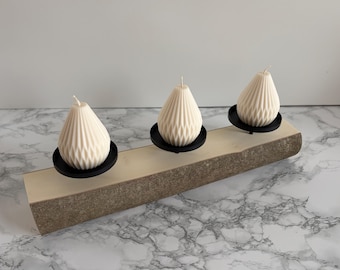 Holzstamm Kerzenhalter mit 3 Kerzentellern schwarz